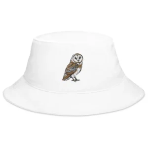 Barn Owl Embroidered Bucket Hat