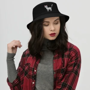 Cute Cat Embroidered Bucket Hat
