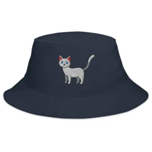 Cute Cat Embroidered Bucket Hat