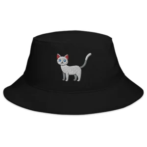 Cute Cat Embroidered Bucket Hat