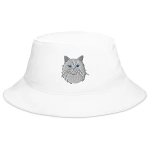 Cute Persian Cat Embroidered Bucket Hat