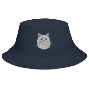 Cute Persian Cat Embroidered Bucket Hat