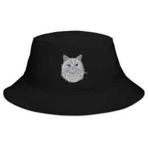Cute Persian Cat Embroidered Bucket Hat