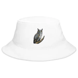 Horned Owl Embroidered Bucket Hat