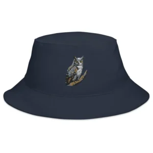 Horned Owl Embroidered Bucket Hat