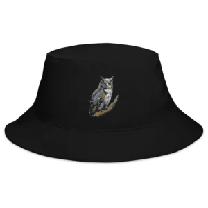 Horned Owl Embroidered Bucket Hat