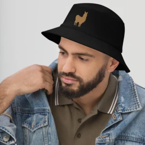 Lama Silhouette Embroidered Bucket Hat