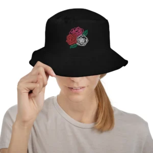 Three Roses Embroidered Bucket Hat