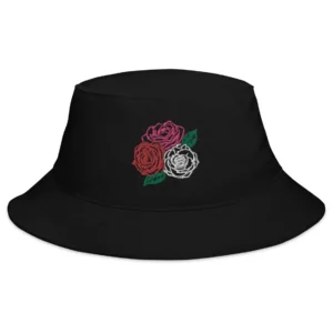Three Roses Embroidered Bucket Hat
