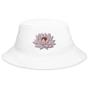 Lotus Embroidered Flower Bucket Hat