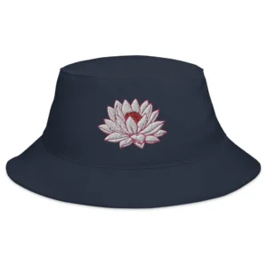 Lotus Embroidered Flower Bucket Hat