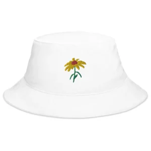 Yellow Wildflower Embroidered Bucket Hat