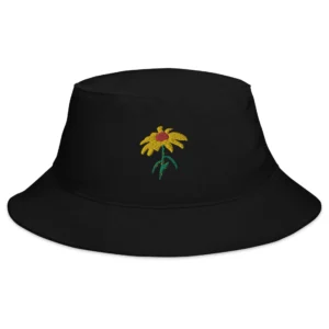 Yellow Wildflower Embroidered Bucket Hat